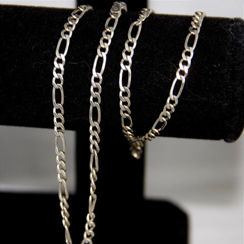 Sterling Silver 925 Figaro Link Chain Necklace 22 Inch 3mm Made in‎ Italy